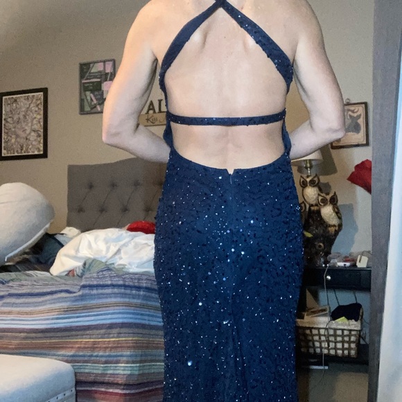 Navy Sequins Gown - Picture 2 of 4